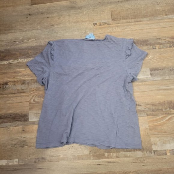 Cece | Jean Blue T-shirt | ruffles on chest | Large - Picture 2 of 2